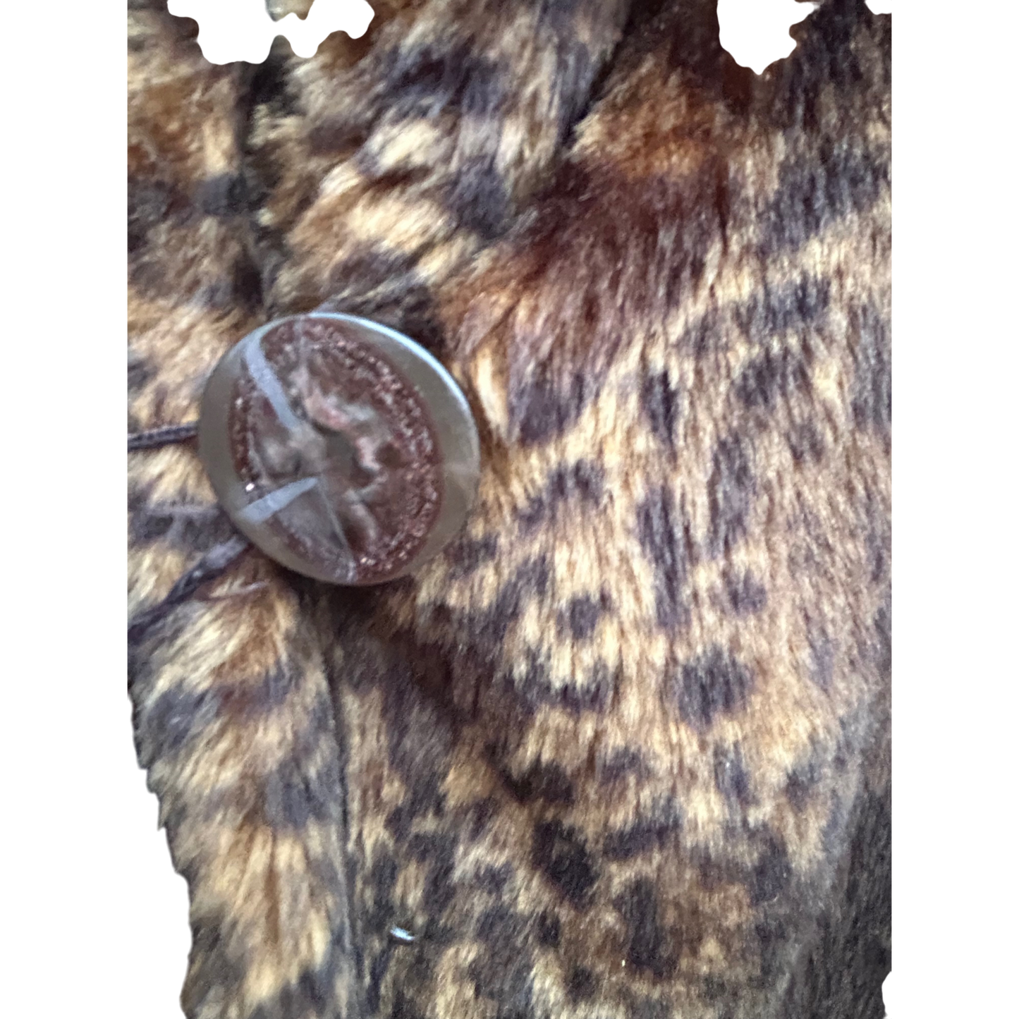 Webpelzmantel Damen Gr 44 Leomuster Warm Kunstfell Braun Elegant Herbst Winter