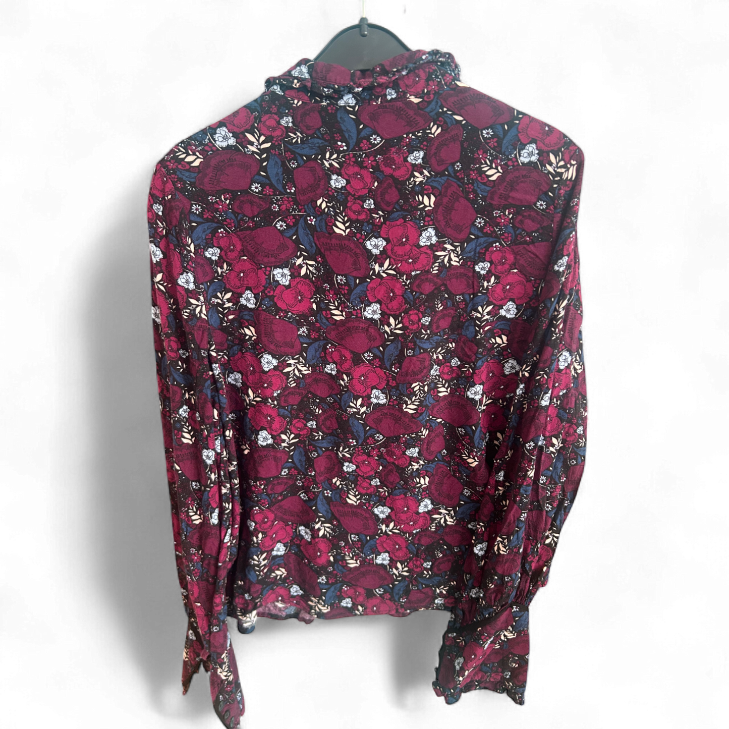 Clockhouse Bluse Damen Gr 36 Violett Blumen Viskose Leicht Verspielt Sommer Look