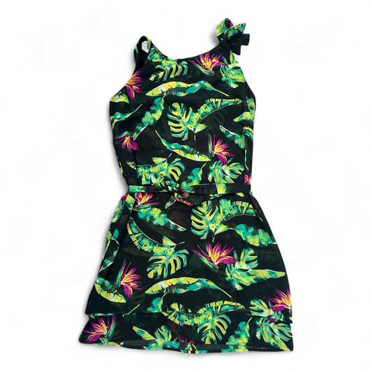 Comma Kleid Damen Dress Damenkleid Gr. 40 Tropenmuster Gürtel Lagenlook Sommer
