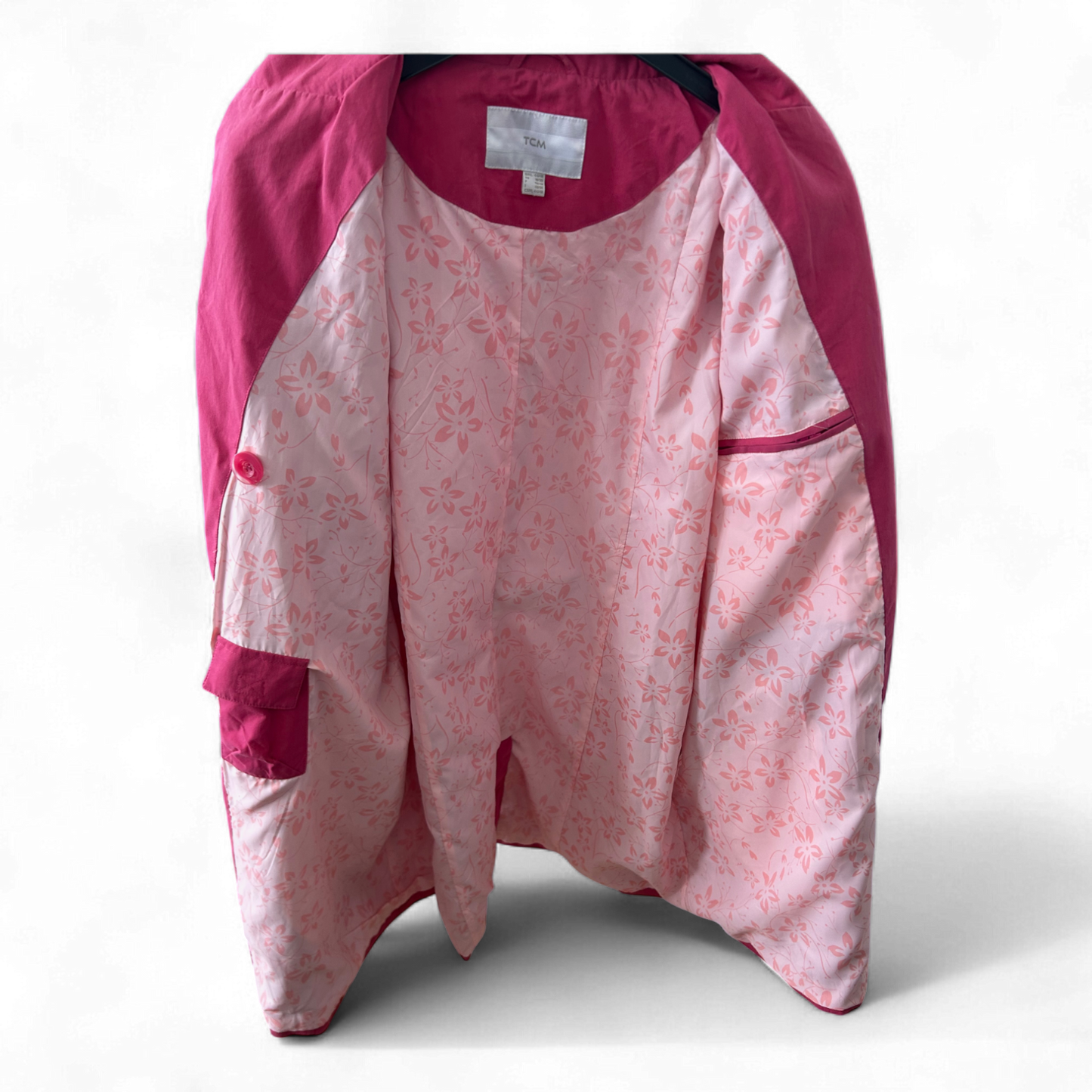 TCM Trenchcoat Damen 44 46 Pink 72 % Baumwolle Tailliert Gürtel 90 cm