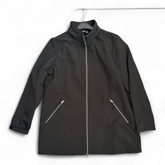 Damen Jacke schwarz Gr 48 Janina Softshell Optik sportlich lang Übergangsjacke