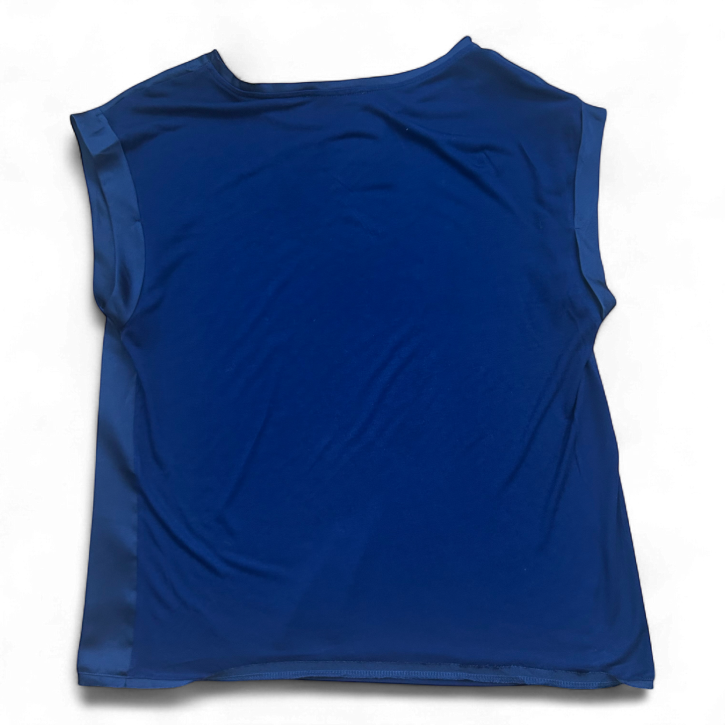 Mango Damen Top S Blau Satin Look Ärmelos Elegant Sommer Oberteil Bluse