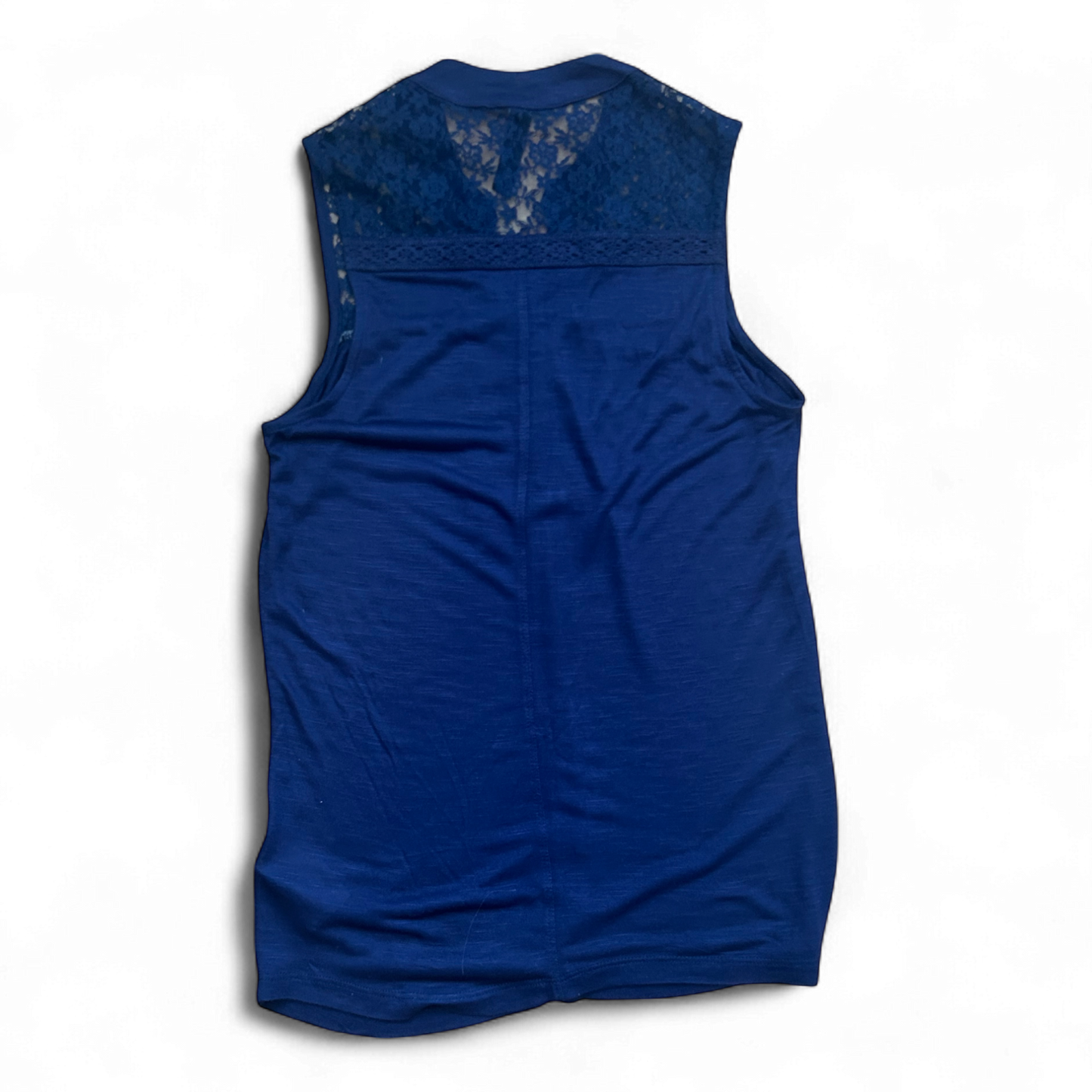 Blind Date Damen Top XS Blau Viskose Spitze Knopfleiste Sommer Blusentop