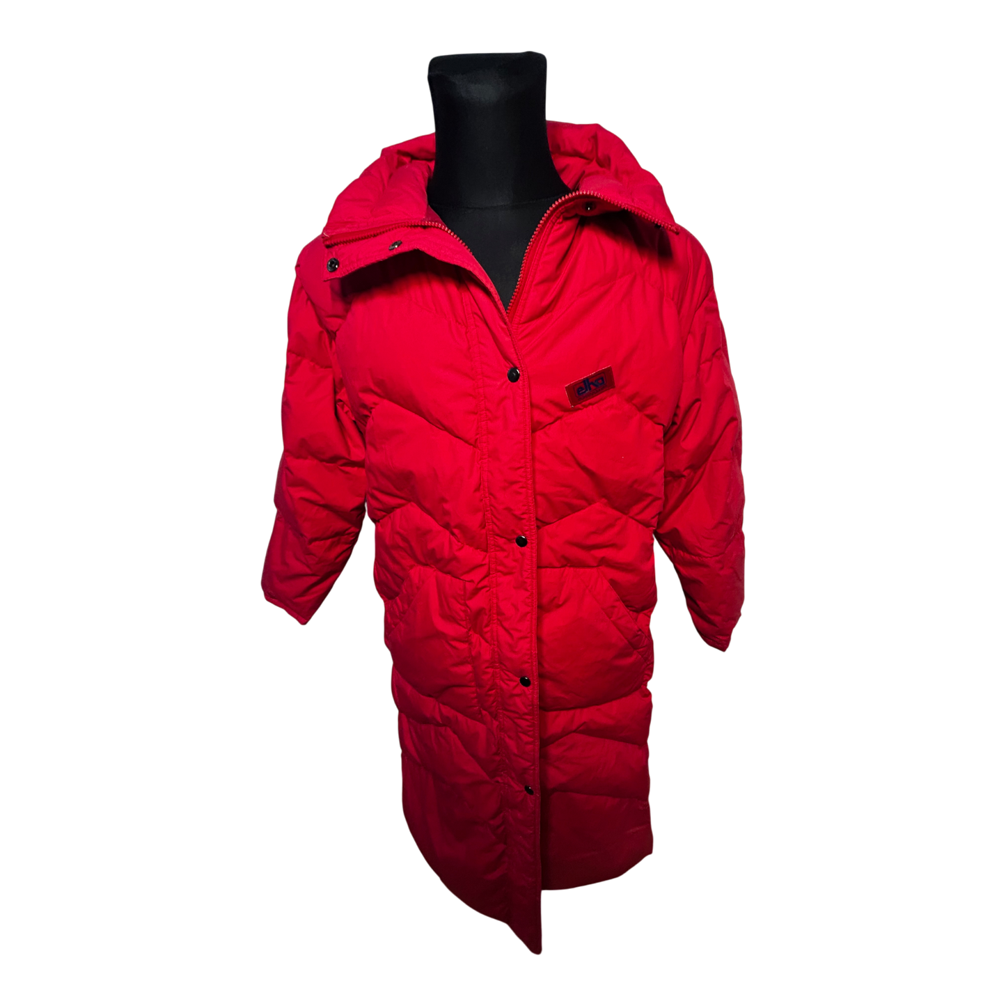 Elho Vintage Daunenmantel Rot Gr 40 90s Lang Daunenjacke Wintermantel Damen