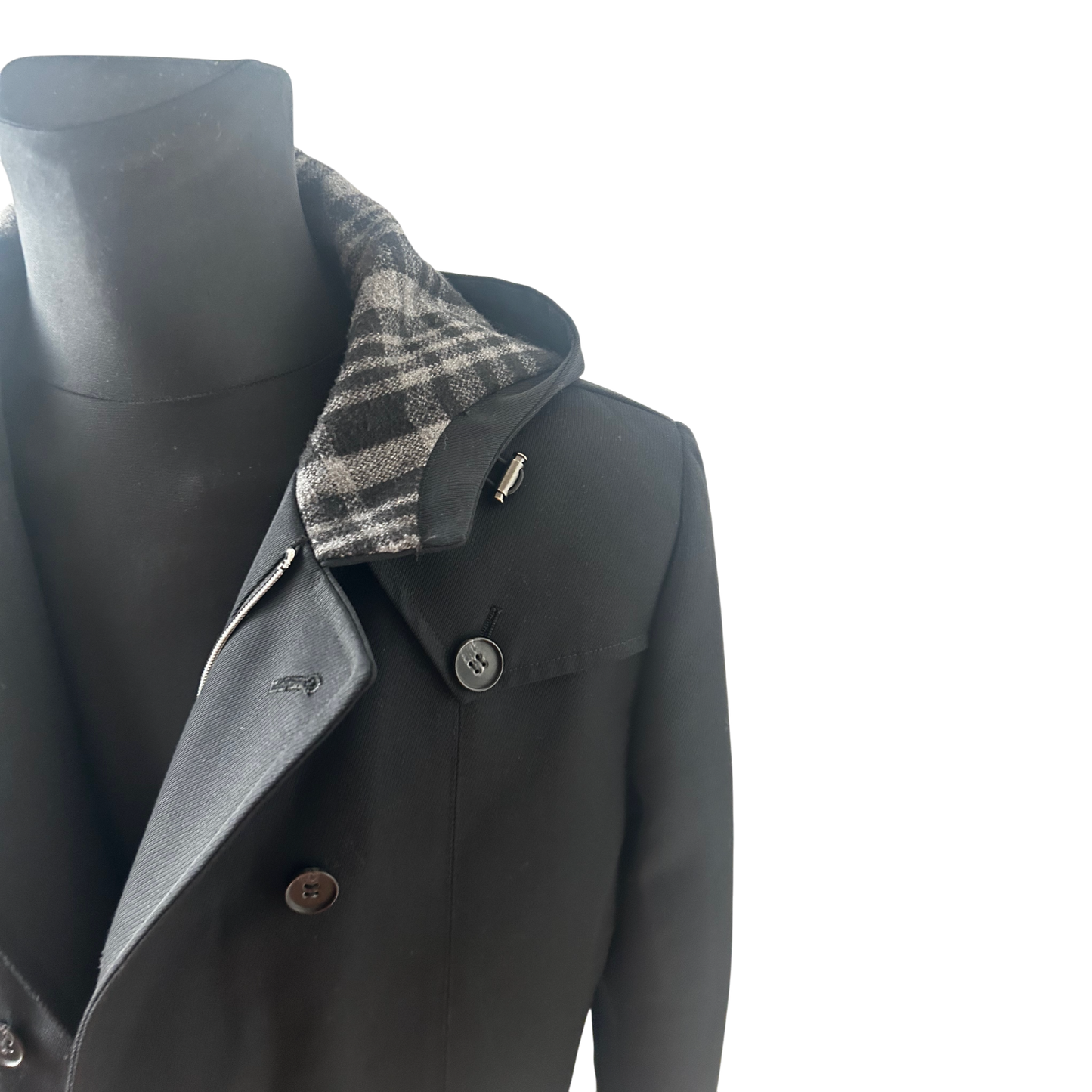 Mexx Mantel Herren Gr 50 Schwarz Wollmix Kapuze Elegant Winter Warm Klassisch