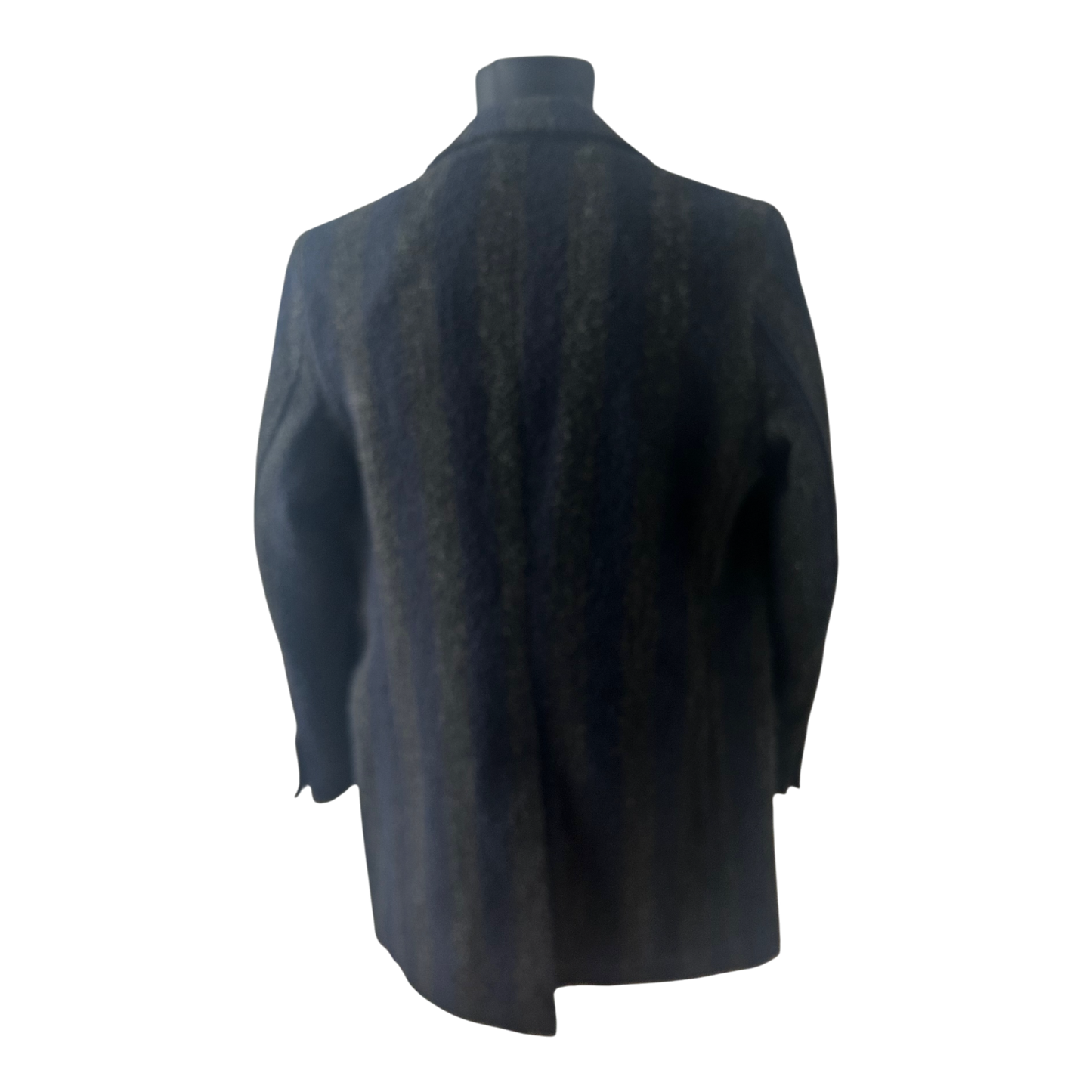 Mantel Herren Made in Italy Gr 50 Blau Grau Streifen Wollmantel Elegant Klassisch Vintage