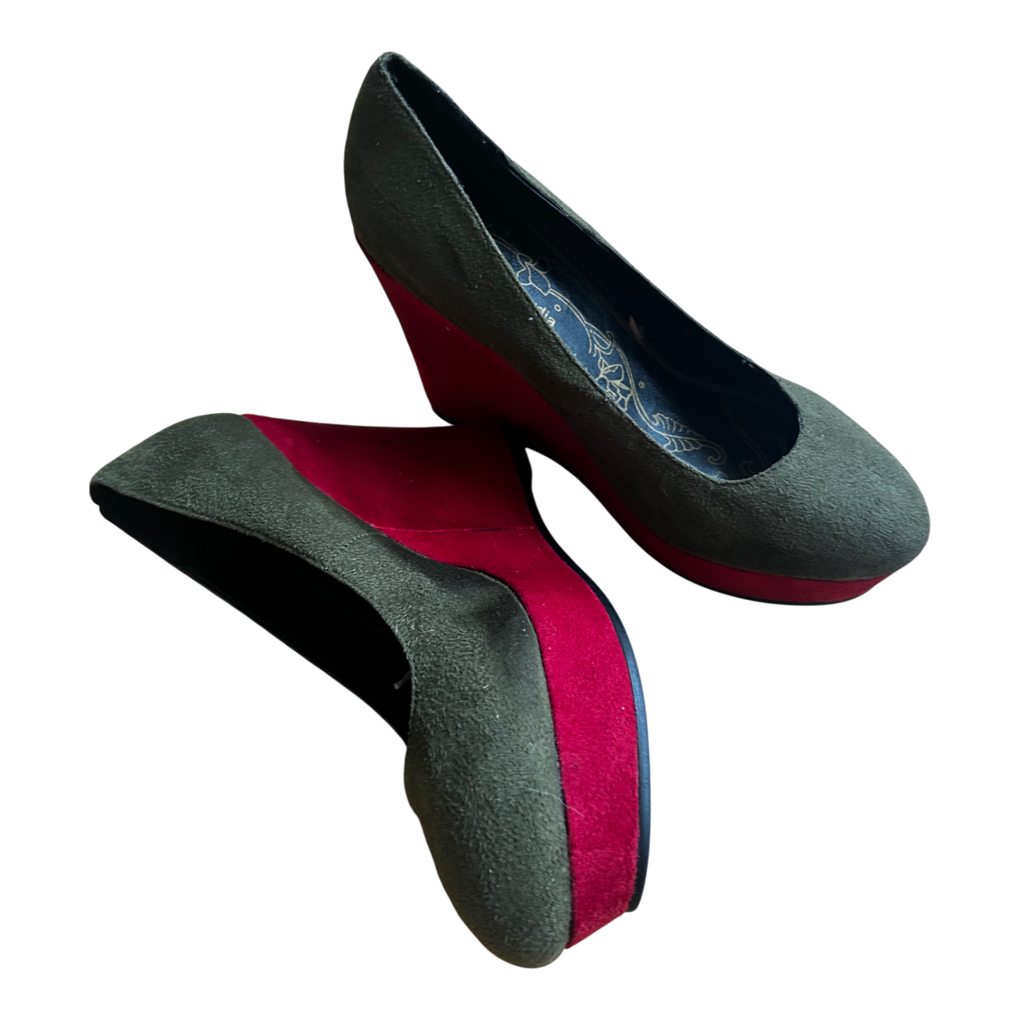 Claudia Ghizzani Keilpumps Damen Vegan Oliv Rot Gr 40 Absatzschuhe Neu Elegant