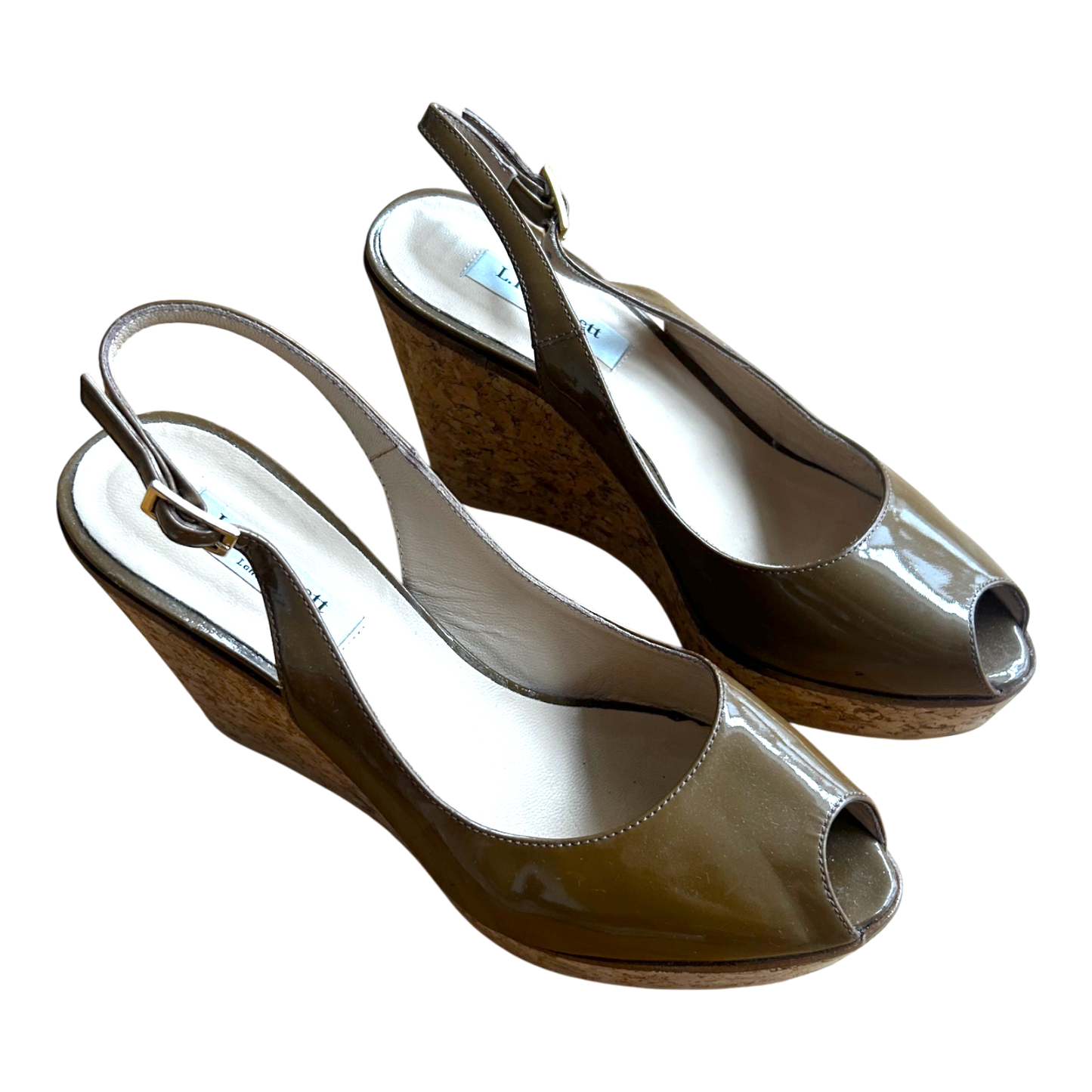 LK Bennett London Peeptoe Wedges Damen Gr 38 Braun Elegant Sommer Keilabsatz