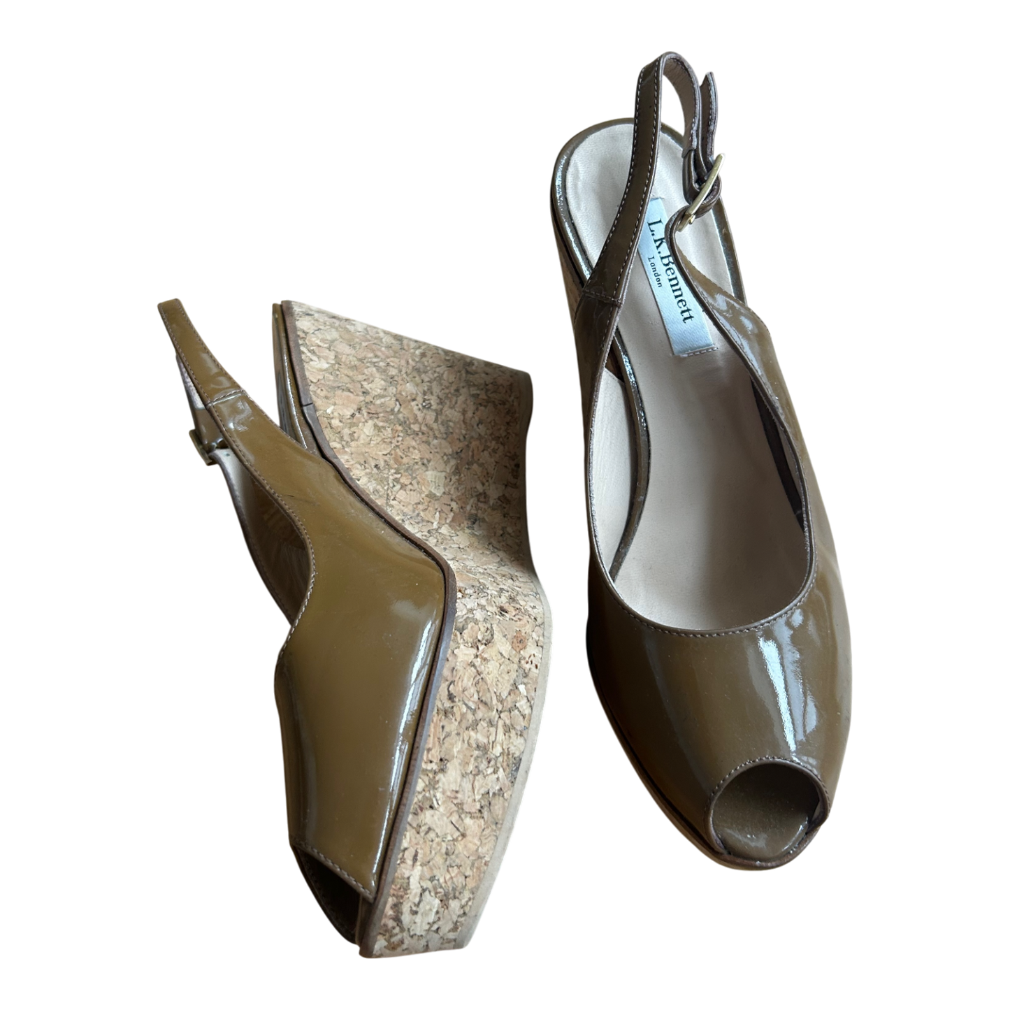 LK Bennett London Peeptoe Wedges Damen Gr 38 Braun Elegant Sommer Keilabsatz