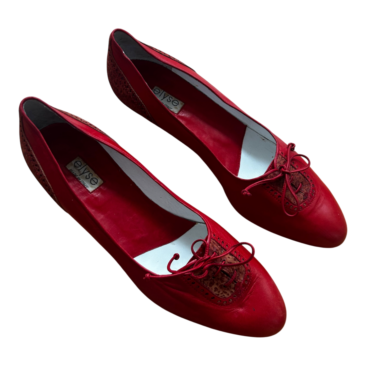 Elyse Damen Halbschuhe Gr 40 Rot Leder Made in Italy Ledersohle Elegant Neu