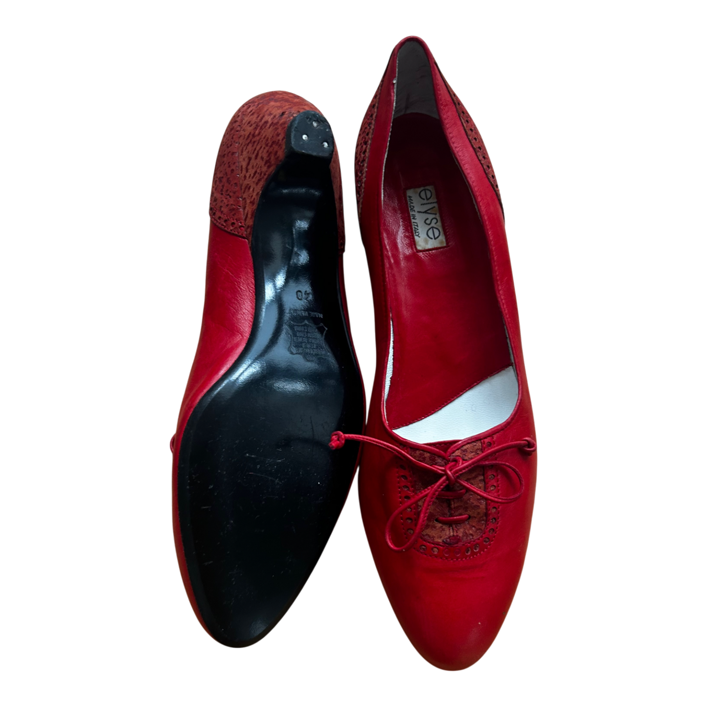 Elyse Damen Halbschuhe Gr 40 Rot Leder Made in Italy Ledersohle Elegant Neu