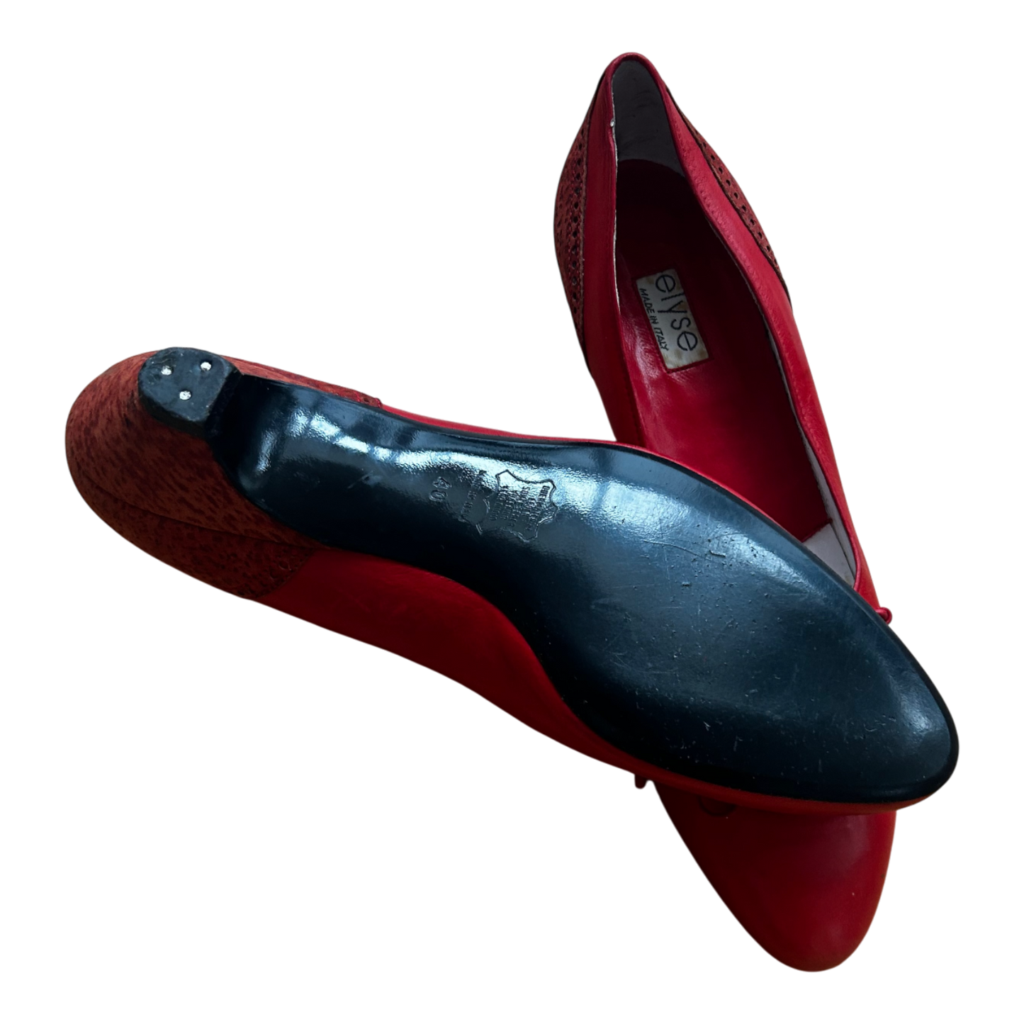 Elyse Damen Halbschuhe Gr 40 Rot Leder Made in Italy Ledersohle Elegant Neu