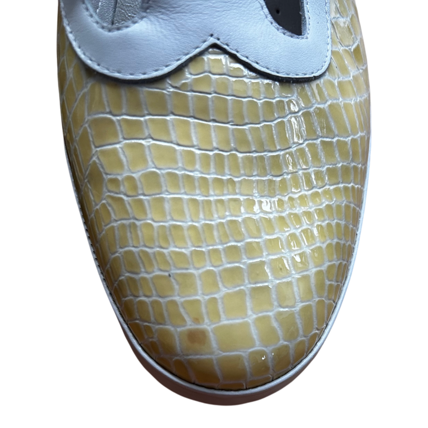 Meisl Comfort Halbschuhe Damen Leder Vintage Made in Germany Gr 38 Gelb Weiß