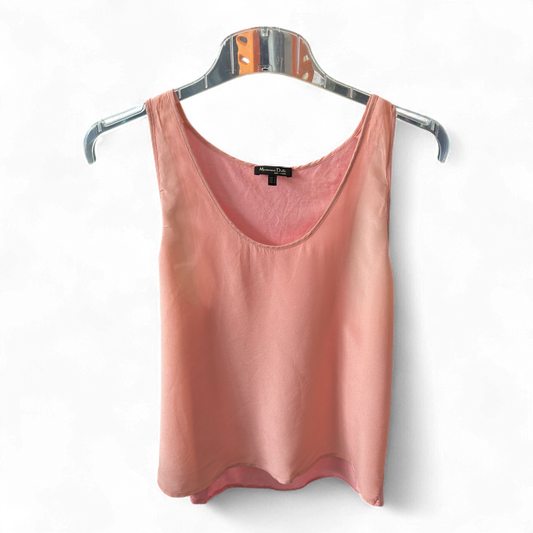 Massimo Dutti Damen Top L Lachs Ärmellos Elegant Sommer Büro Minimal Look