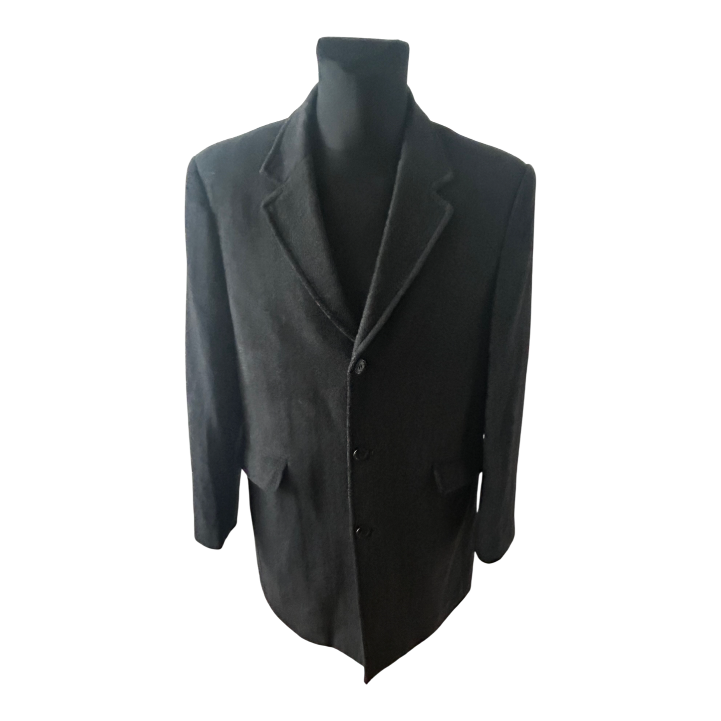 Herren Mantel Dunkelgrau Gr 50 Wollmix Fischgraet Klassisch Elegant Winter