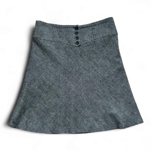 H&M Rock Damen 42 Braun Meliert A-Linie 50% Wolle Gefüttert Business Herbst