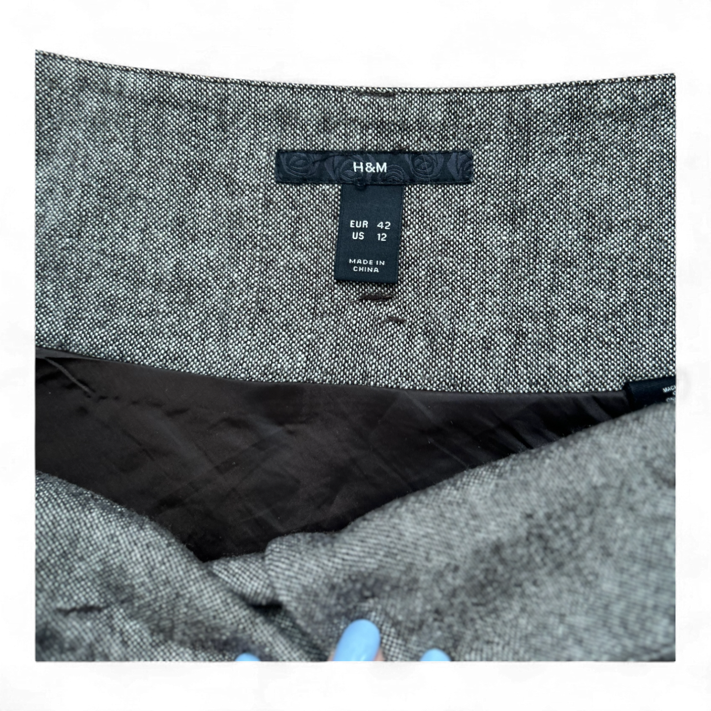 H&M Rock Damen 42 Braun Meliert A-Linie 50% Wolle Gefüttert Business Herbst