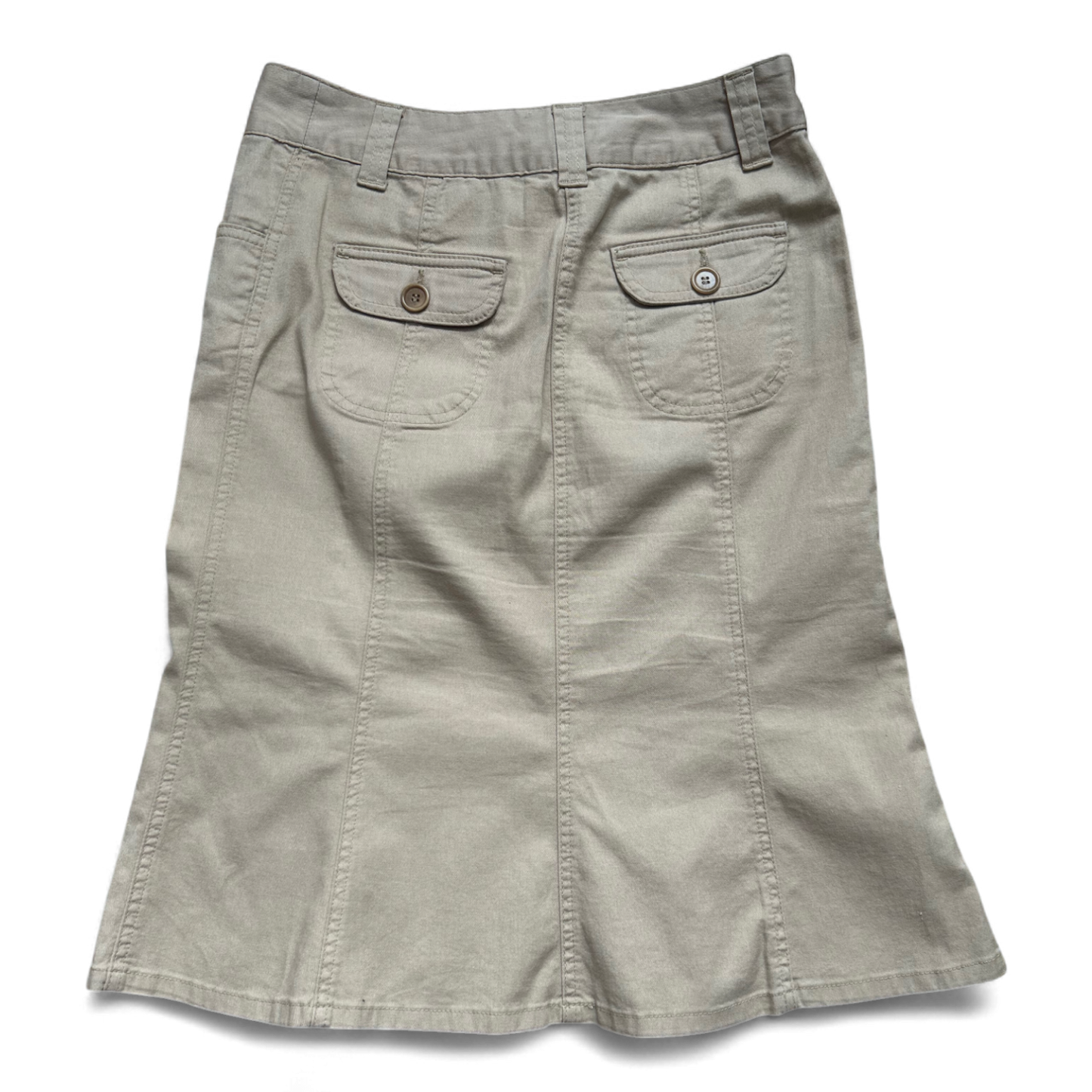 H&M Rock Damen 36 Beige Baumwolle Stretch mit Taschen Kurz Sommerrock
