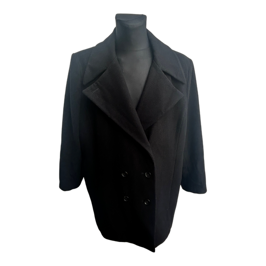 Mantel Herren Wollmantel Gr 52 Schwarz Doppelreiher Warm Klassisch Elegant Winter