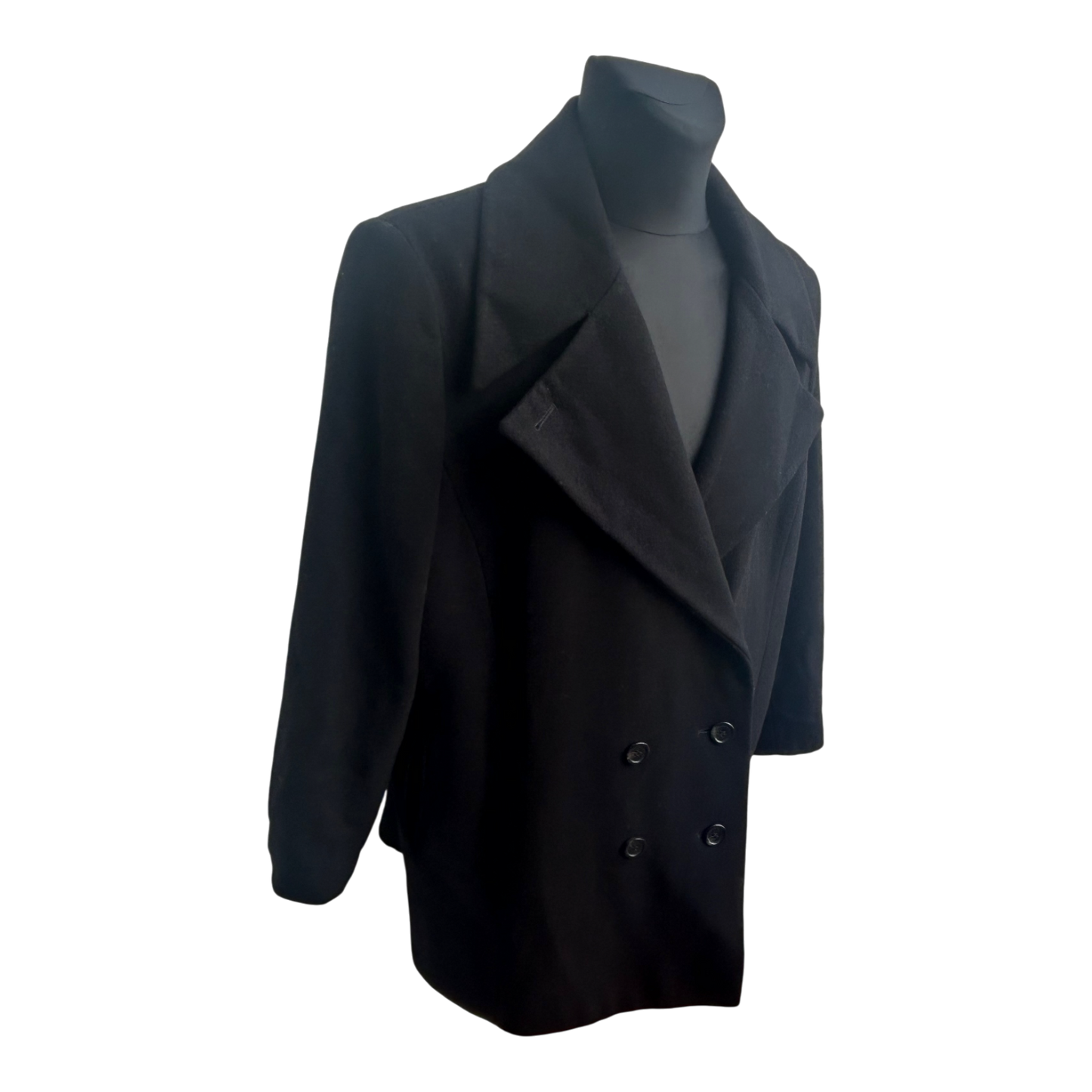 Mantel Herren Wollmantel Gr 52 Schwarz Doppelreiher Warm Klassisch Elegant Winter
