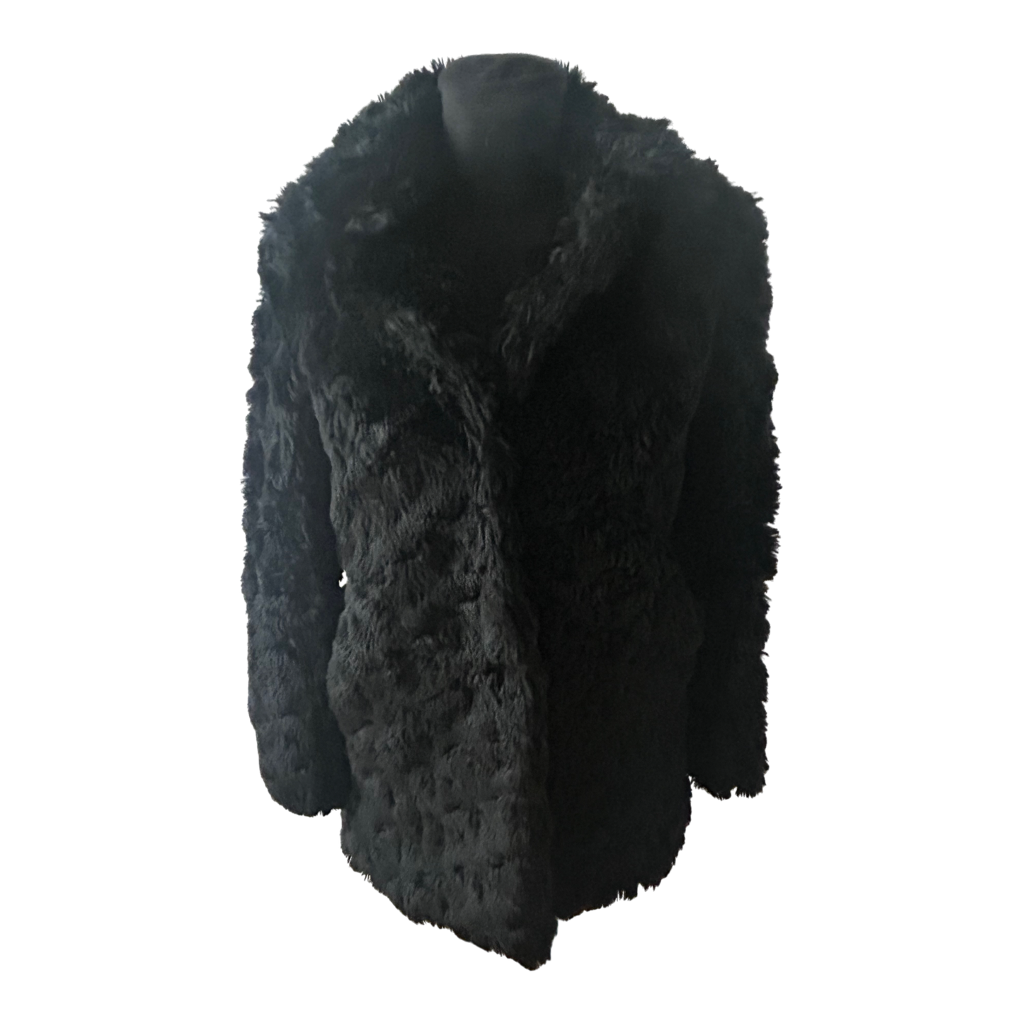 Mango Suit Damen Mantel Gr XS Schwarz Kunstpelz Flauschig Elegant Warm Mit Futter