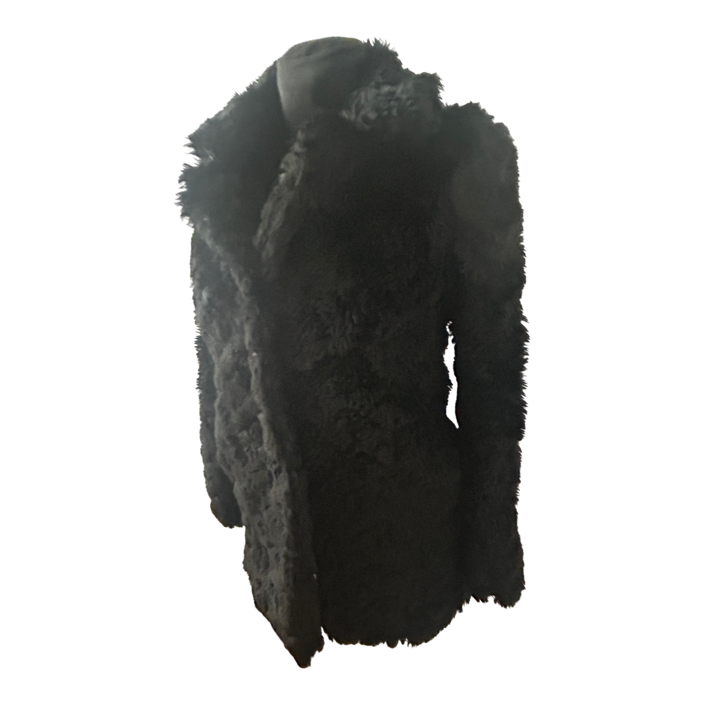 Mango Suit Damen Mantel Gr XS Schwarz Kunstpelz Flauschig Elegant Warm Mit Futter