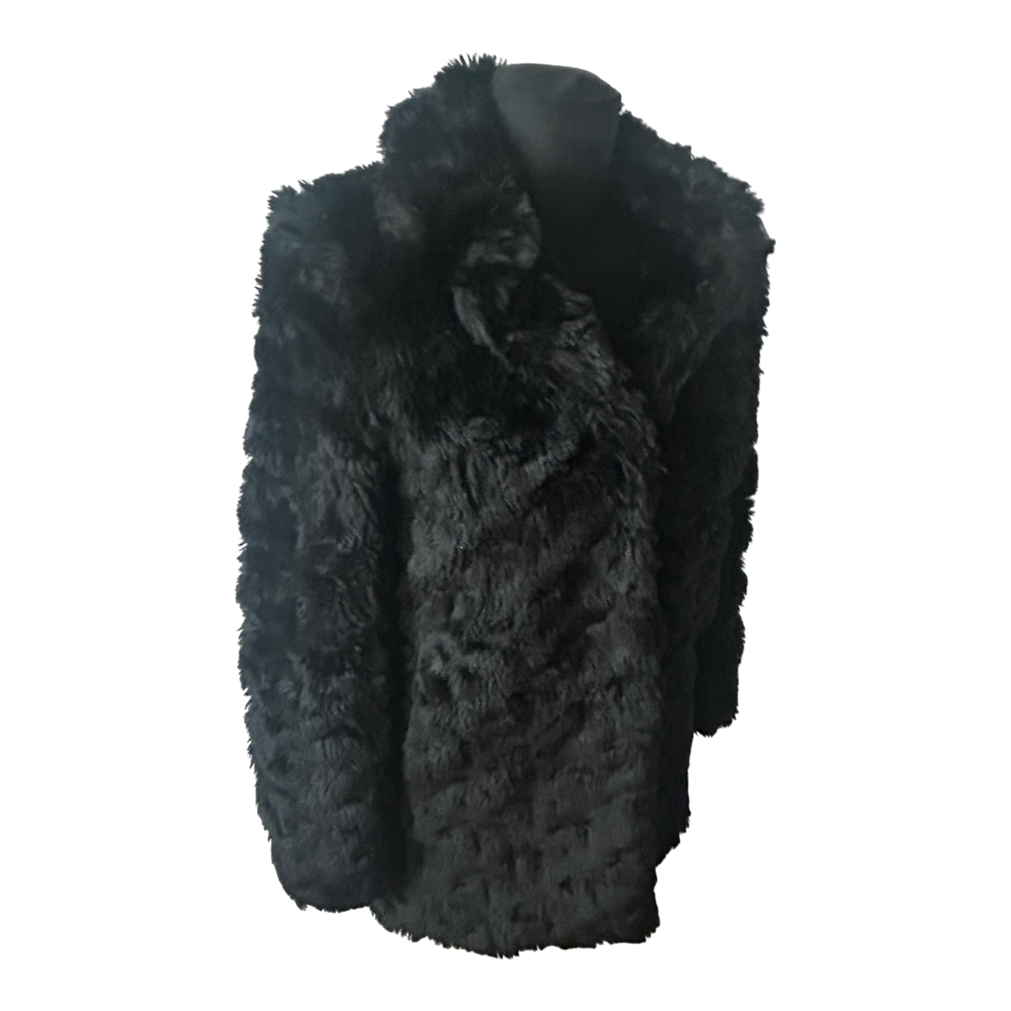 Mango Suit Damen Mantel Gr XS Schwarz Kunstpelz Flauschig Elegant Warm Mit Futter