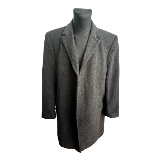 Daniel Hechter Mantel Herren Gr 50 Grau Schurwolle Kaschmir Lang Klassisch Elegant