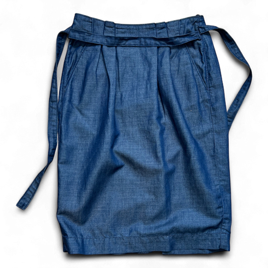 Tommy Hilfiger Damen Jeansrock Blue Gr 36 Baumwolle Leinen Gürtel Knielang Sommer