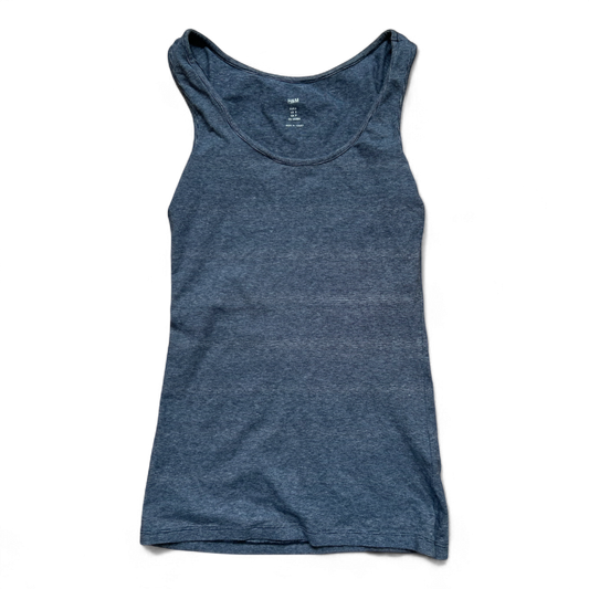 H&M Damen Top S Dunkelblau Baumwolle Stretch Basic Tankshirt Sommer