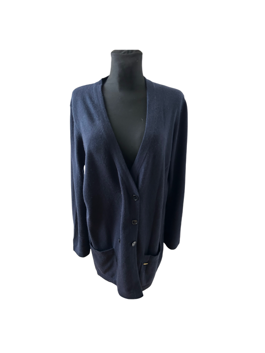 Escada Damen Kaschmir Zweiteiler Gr XL Blau Top Jacke Elegant Luxusstück