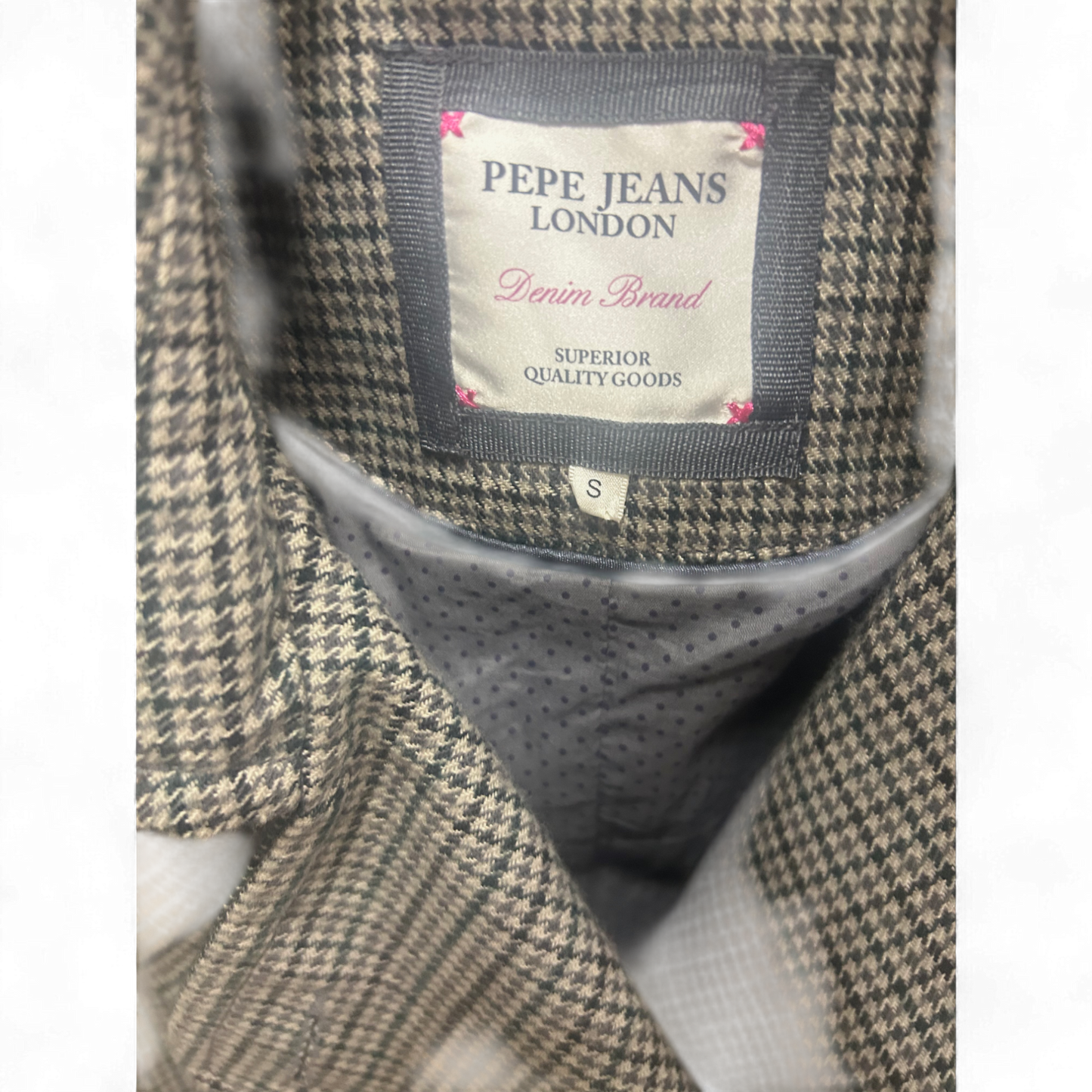 Pepe Jeans Trenchcoat Gr S Hahnentritt Baumwolle Gürtel Vintage 98 cm