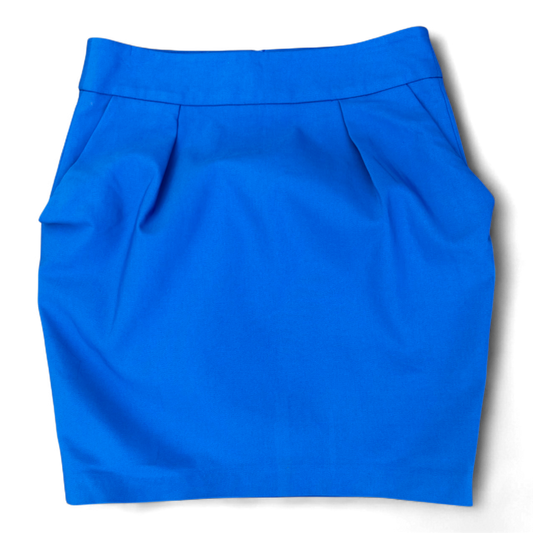 Zara Basic Rock S Blau Kurz Bleistiftrock Falten Reißverschluss Elegant Stretch