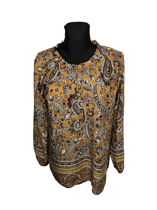 3 Stars Bluse Damen Gr 40 Viskose Paisley Muster Made in Italy Boho Langarm
