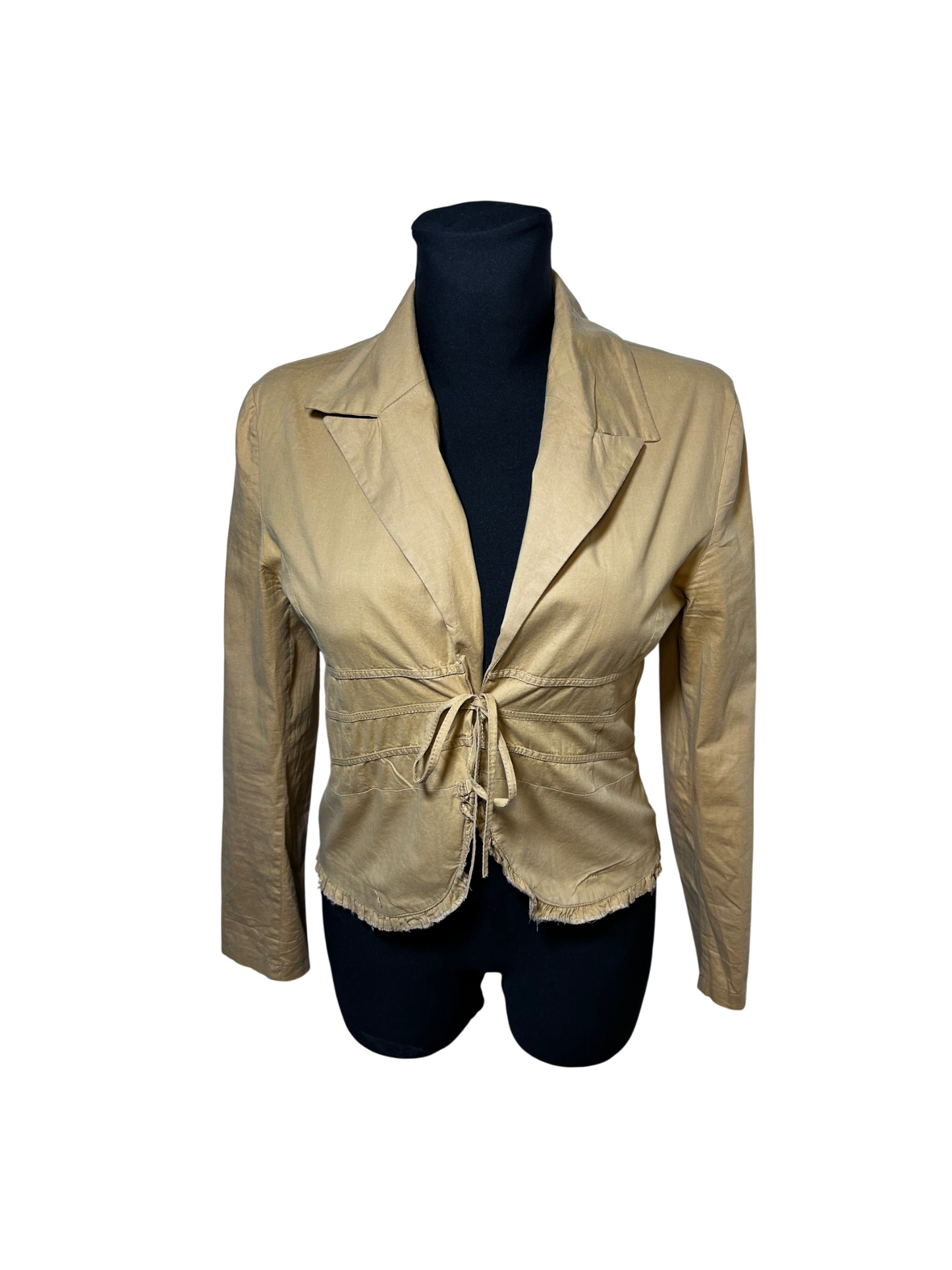 Alimli Bluse Jacke Damen Gr S Beige Bindegürtel Leicht Baumwolle Optik Casual Chic