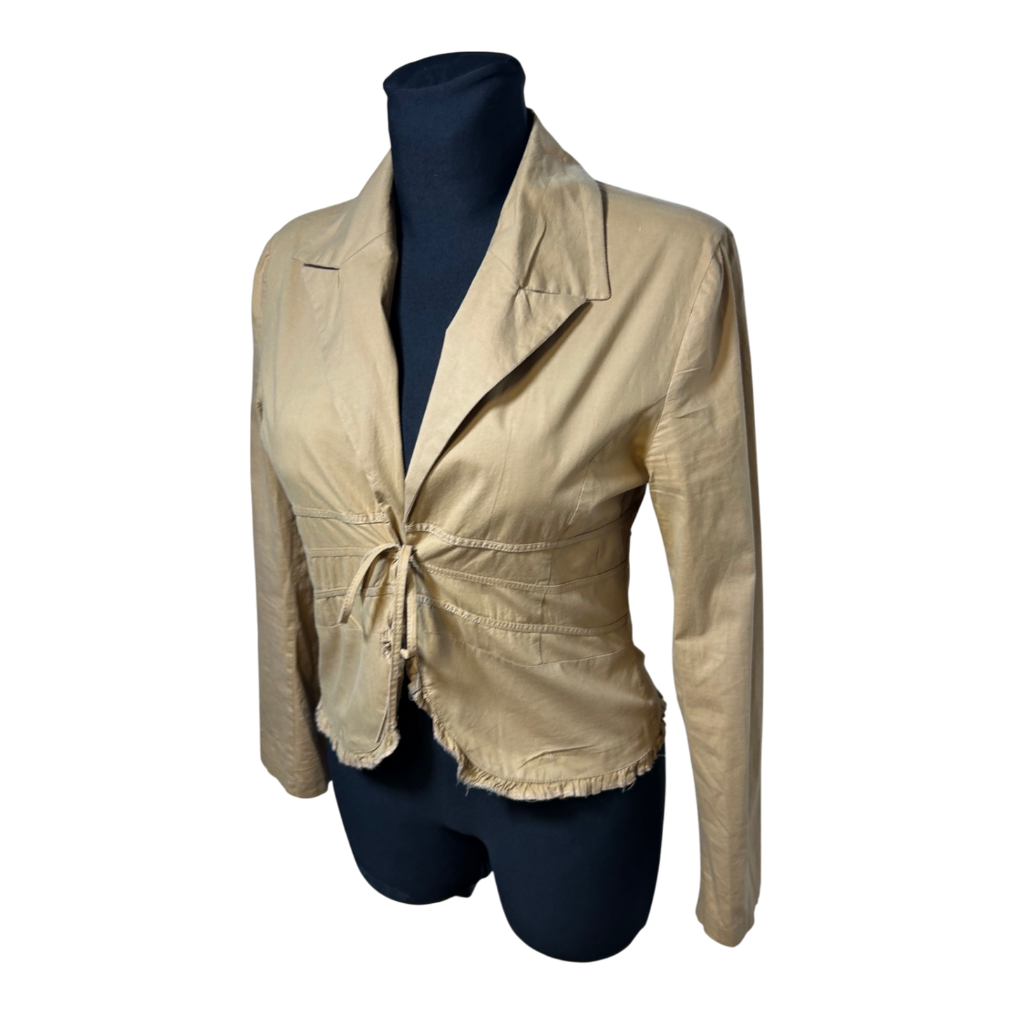 Alimli Bluse Jacke Damen Gr S Beige Bindegürtel Leicht Baumwolle Optik Casual Chic