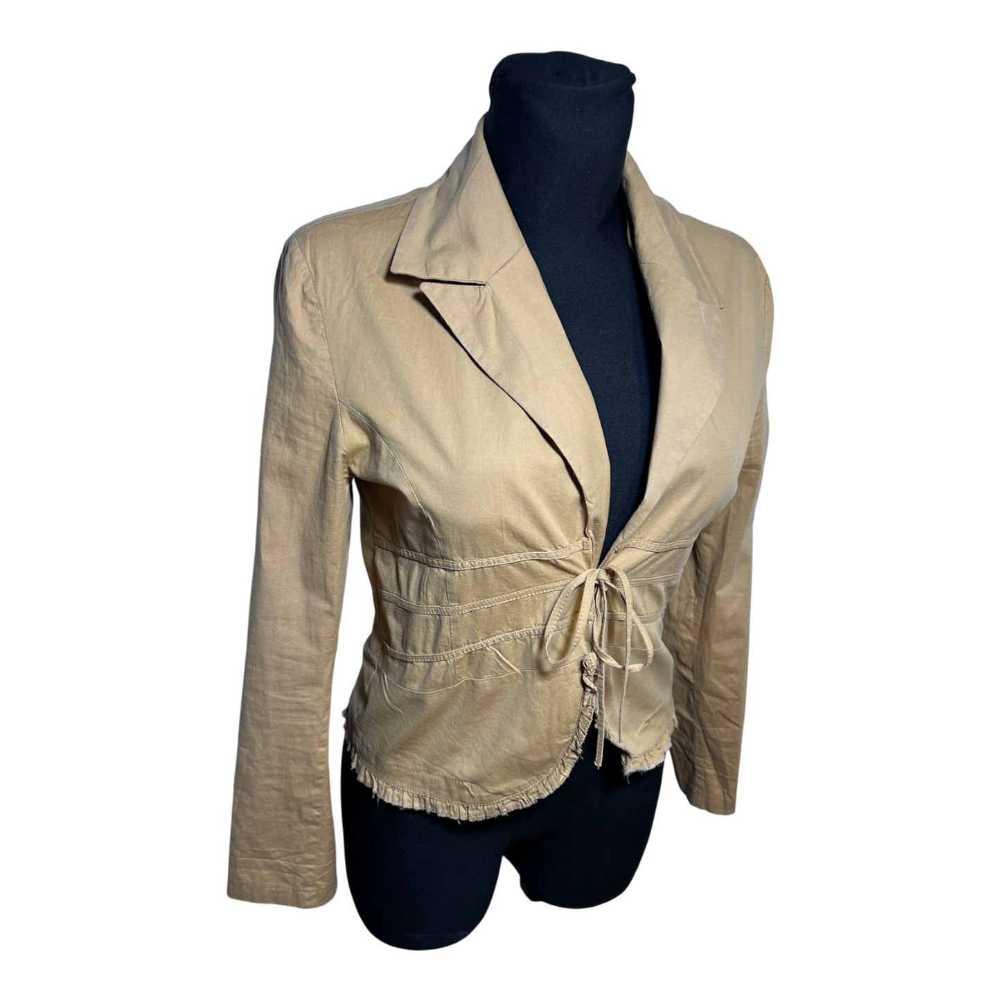 Alimli Bluse Jacke Damen Gr S Beige Bindegürtel Leicht Baumwolle Optik Casual Chic