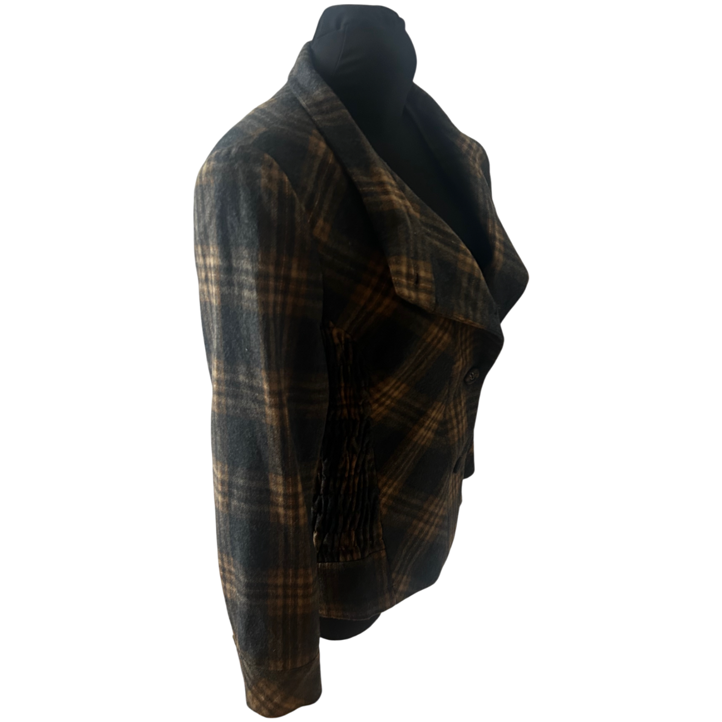 Himmelblau Jacke Damen Gr 42 Kariert Warm Muster Wolle Elegant Klassisch