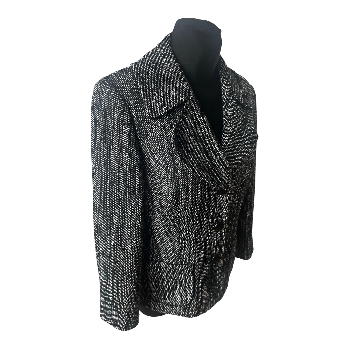 Betty Barclay Blazer Damen Jacke Gr 42 Schwarz Weiss Muster Elegante Ubergangsjacke