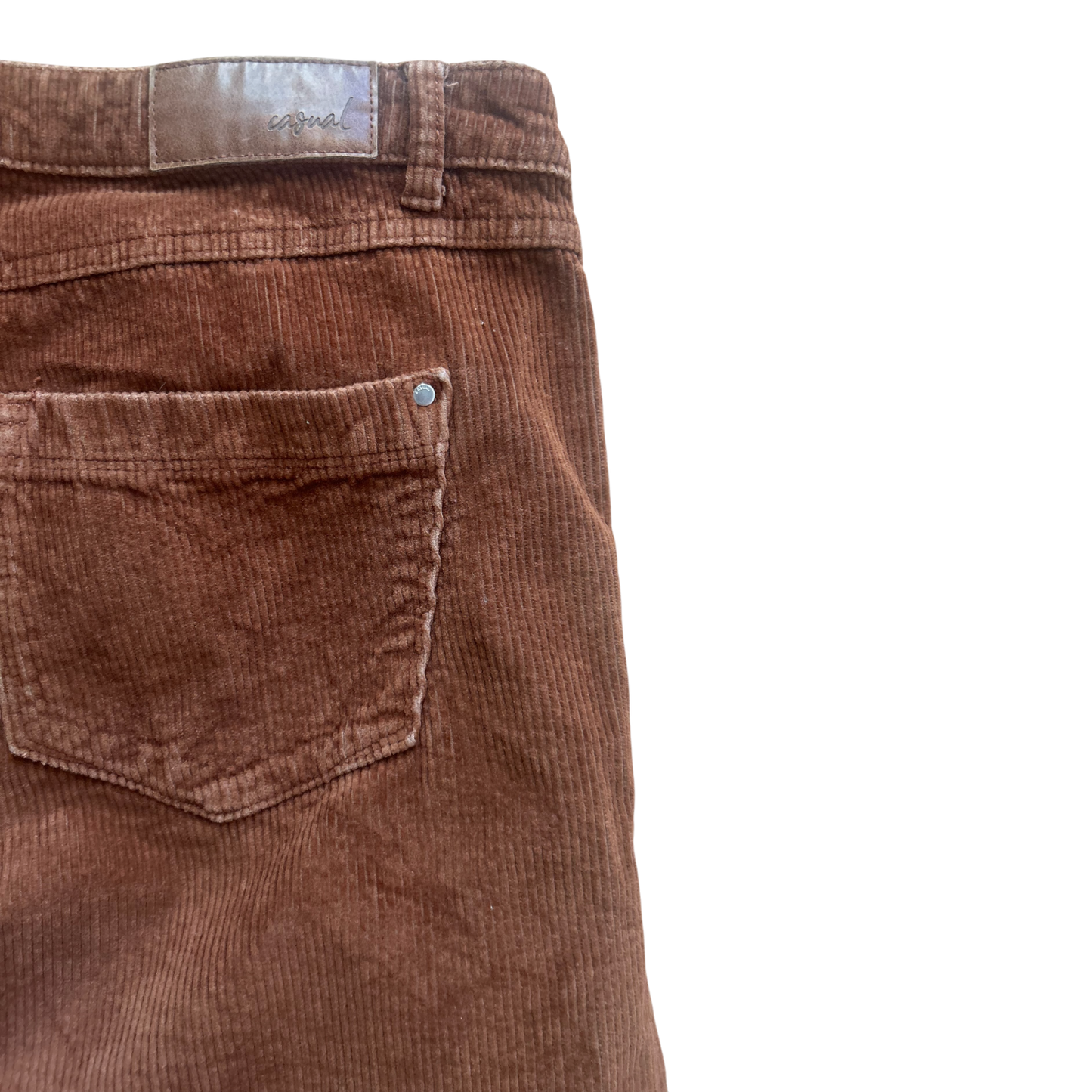 C&A Damen Cordhose Gr 42 Braun Weit Ausgestellt Kurze Länge Baumwolle Elegant