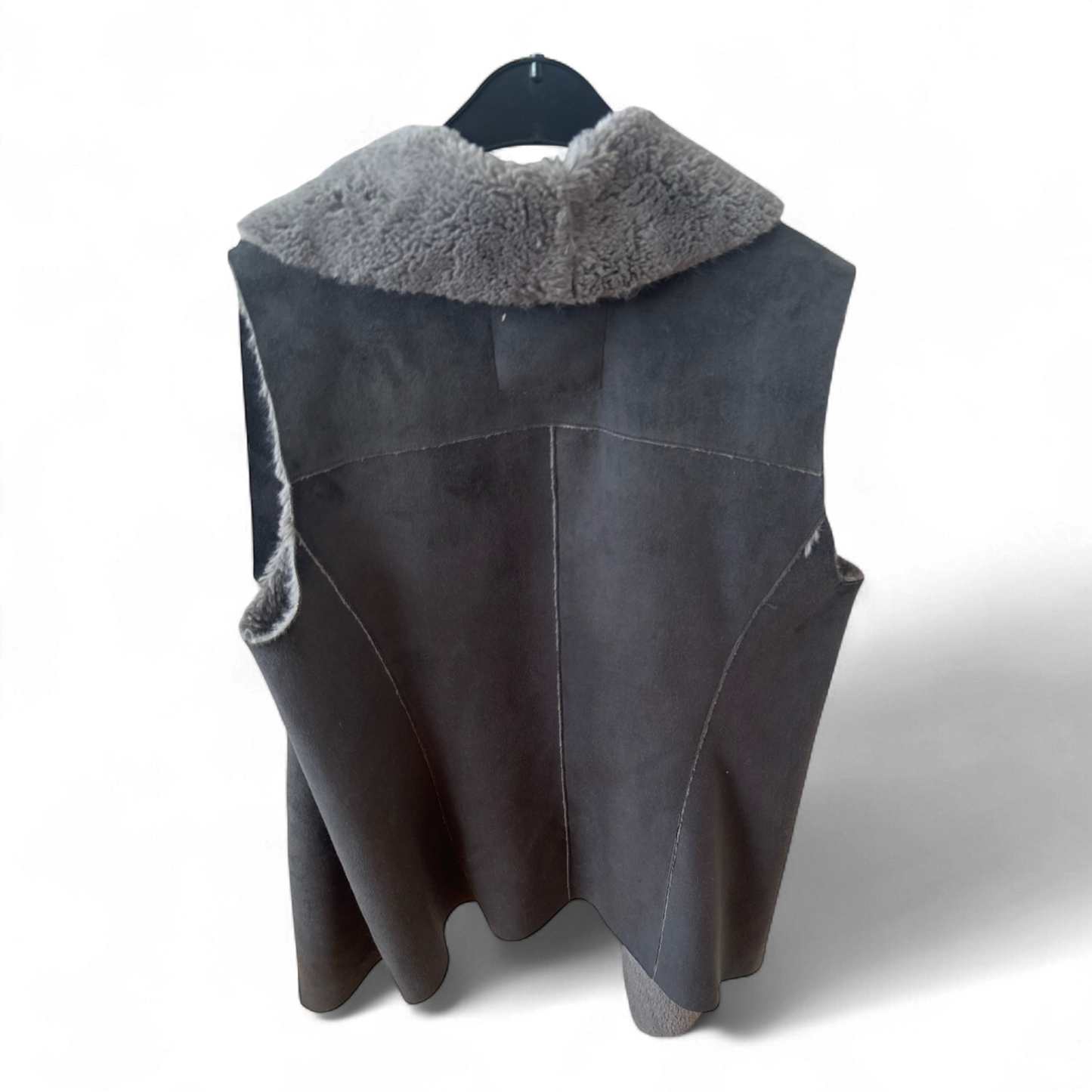 C&A Weste Dunkelgrau Gr 146 Damen M Kunstfellkragen Futter Teddyfleece Polyester