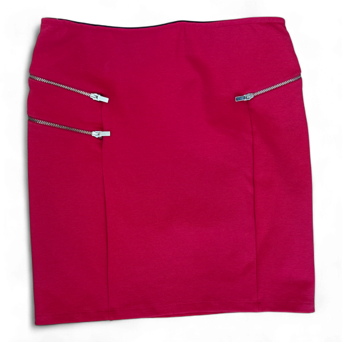 Bershka Minirock Rot Gr M Bleistiftrock Reißverschlüsse Stretch Baumwollmix