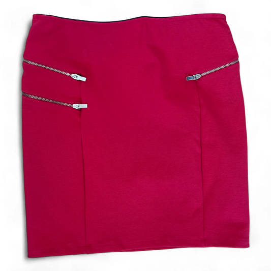 Bershka Minirock Rot Gr M Bleistiftrock Reißverschlüsse Stretch Baumwollmix