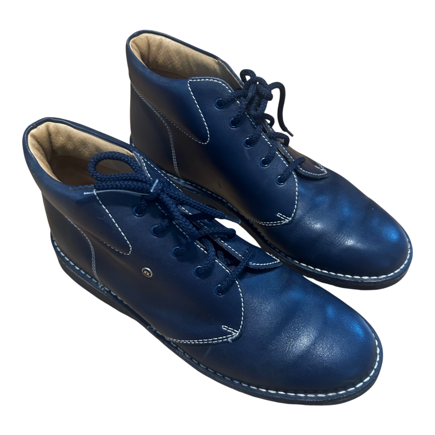 Bause Stiefeletten Damen Schuhe Gr 40 Echtleder Blau Schnürschuhe Klassisch