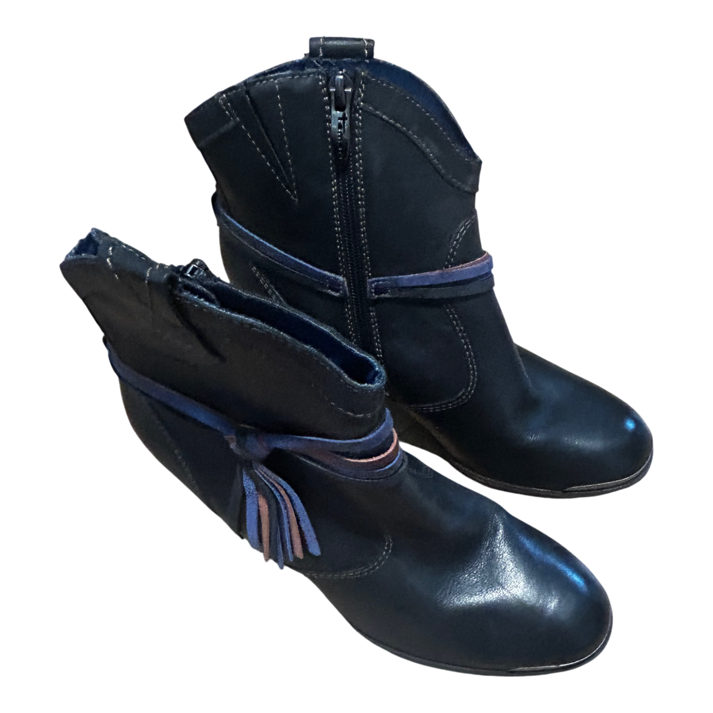 Tamaris Stiefeletten Damen Schuhe Gr 40 Schwarz Leder Blockabsatz Reißverschluss