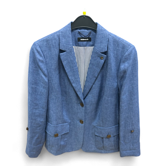Walbusch Blazer Blau Gr 42 Leinen Made in Italy Brust 54 Länge 65 Futter