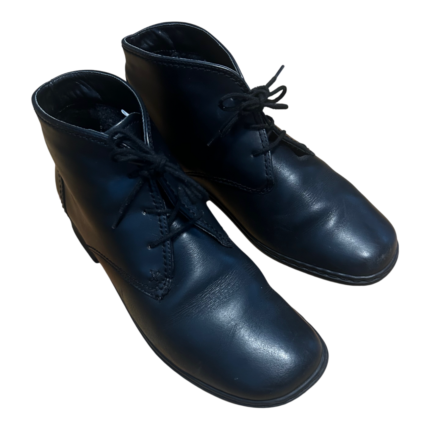 Jenny by ARA Damen Stiefeletten Gr 38,5 Schwarz Leder Schnürschuhe Gefüttert Komfort