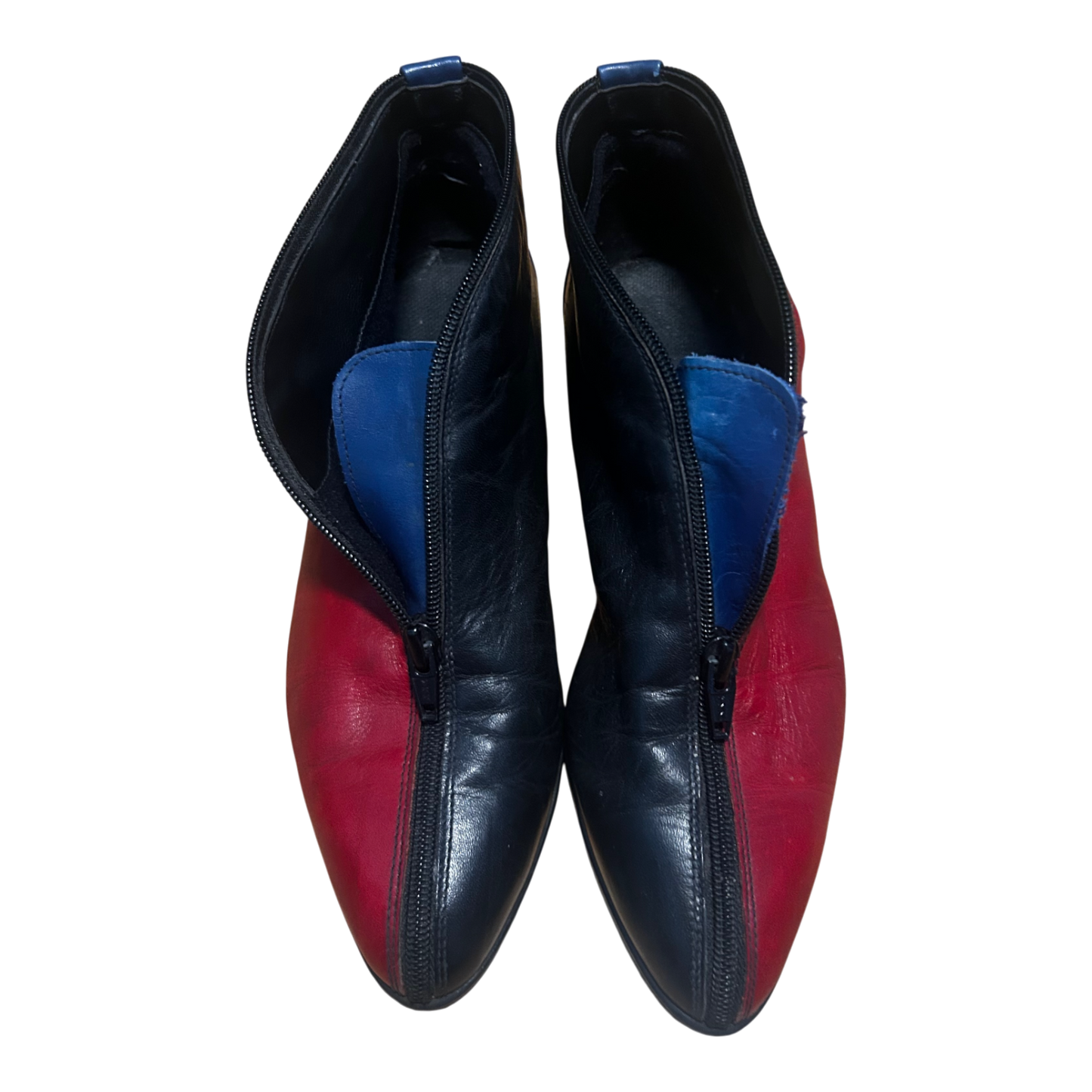 Damen Stiefeletten Schuhe Gr 39 Echtleder Schwarz Rot Blau Reißverschluss Italy