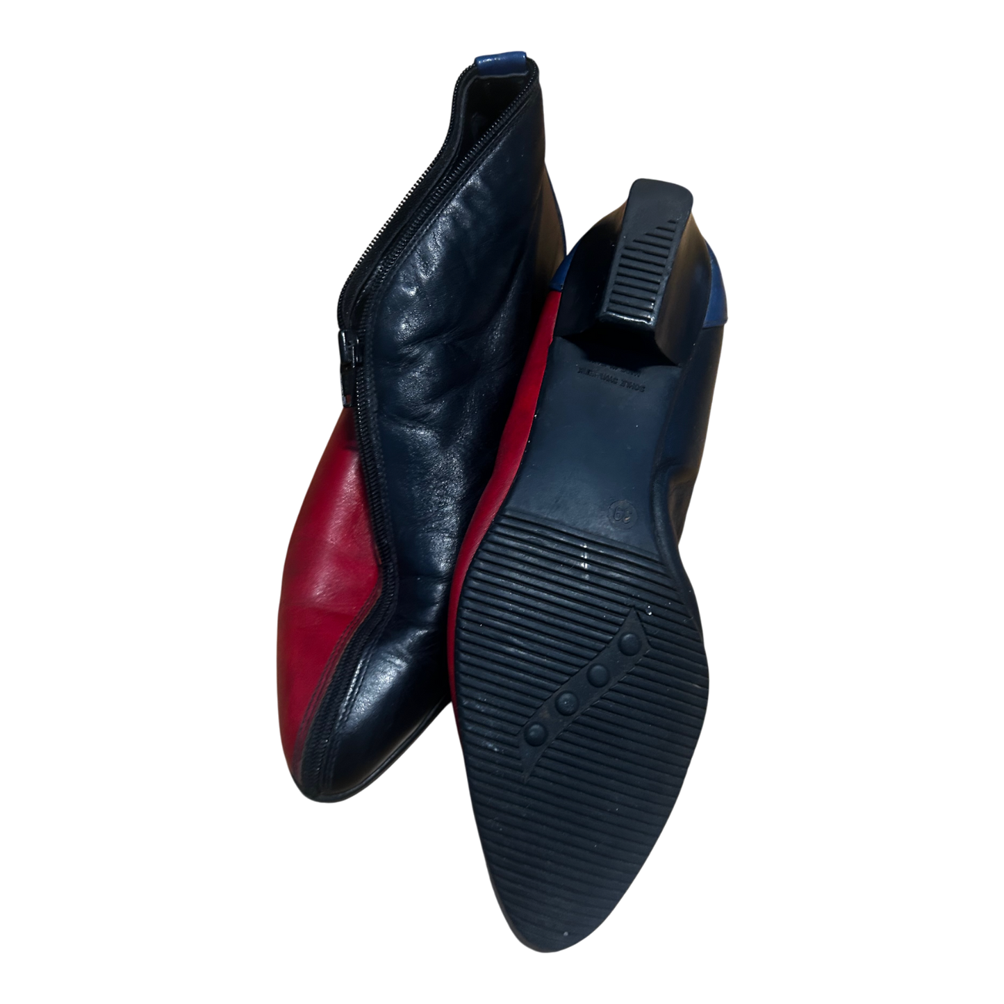 Damen Stiefeletten Schuhe Gr 39 Echtleder Schwarz Rot Blau Reißverschluss Italy