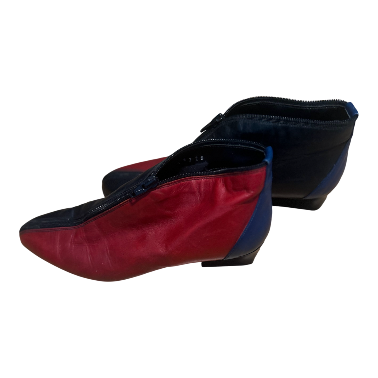 Damen Stiefeletten Schuhe Gr 39 Echtleder Schwarz Rot Blau Reißverschluss Italy